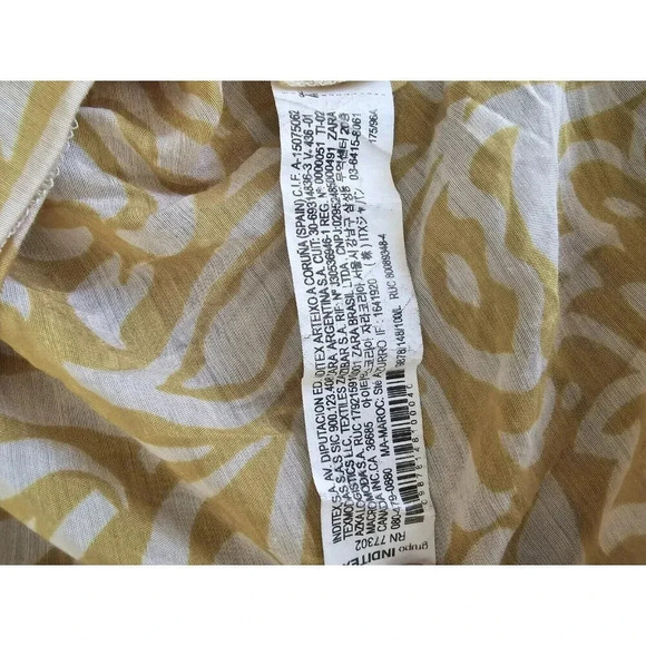 Zara Crop Top Blouse Long Sleeves Tie Floral V Neck Size L Women's Green Ivory - Picture 8 of 11